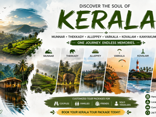 Munnar Thekkady Alleppey Varkala Kovalam Kanyakumari Tour Packages
