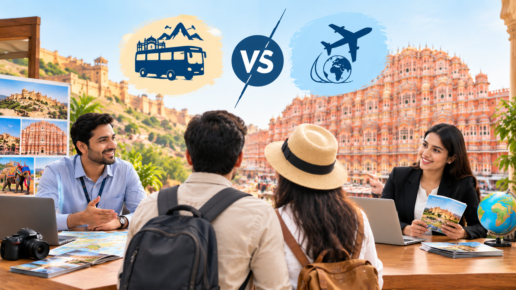 Comparison of tour operators vs travel agents in Jaipur for trip planning.